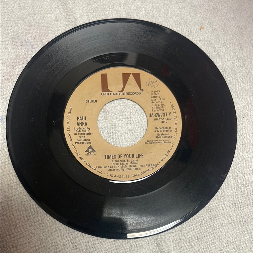 Paul Anka Vinyl Record 45 rpm